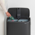 Cos de gunoi cu soft touch, Brabantia, Bo Touch Matt, 2x30 L, 31.2x54.5x65.6 cm, otel, negru mat