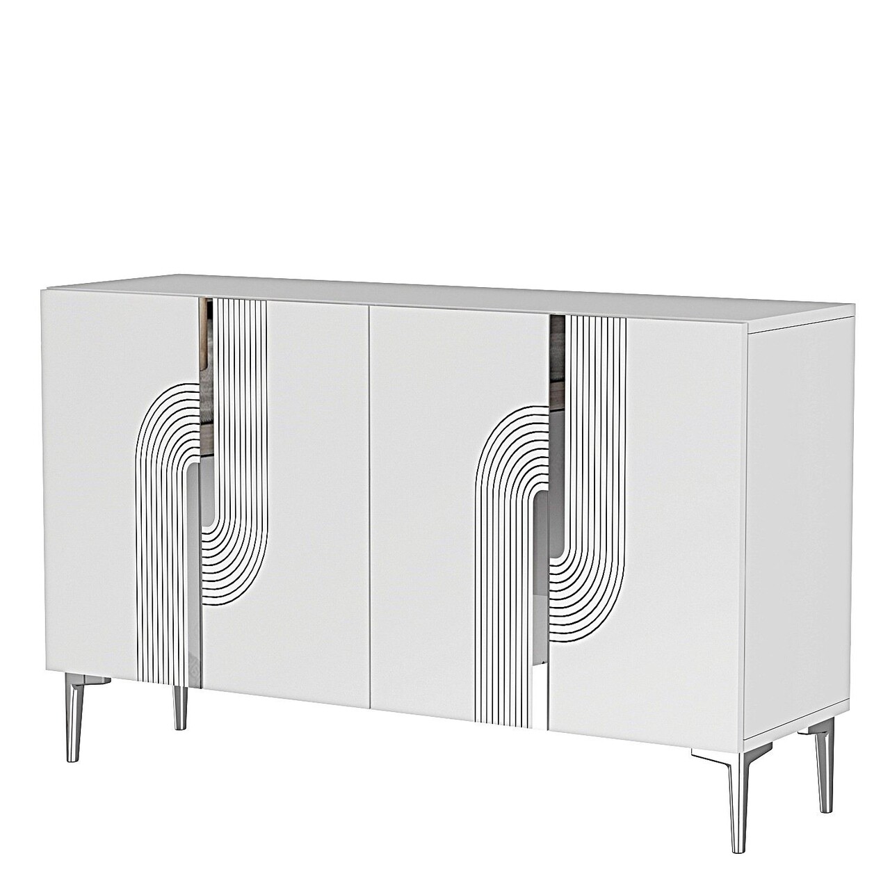 Consola, Hanah Home, Meyra 120, 120x75x32 cm, Alb / Argintiu - view 6