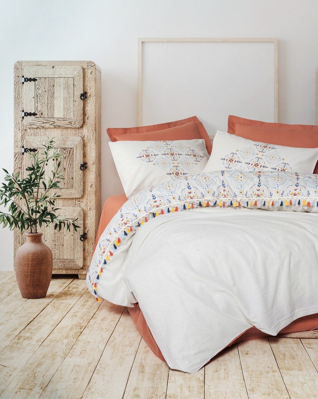 Lenjerie de pat dubla, Milis - Tile Red, Cotton Box, Bumbac Ranforce