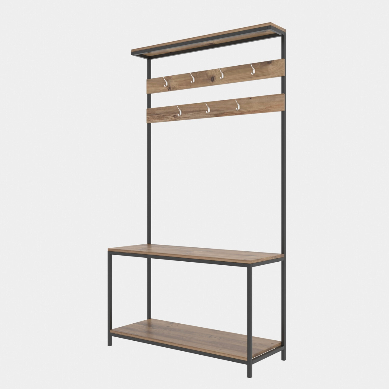 Cuier de perete, Kalune Design, Girne, 105x192x40 cm, Negru / Pin - 1 | YEO