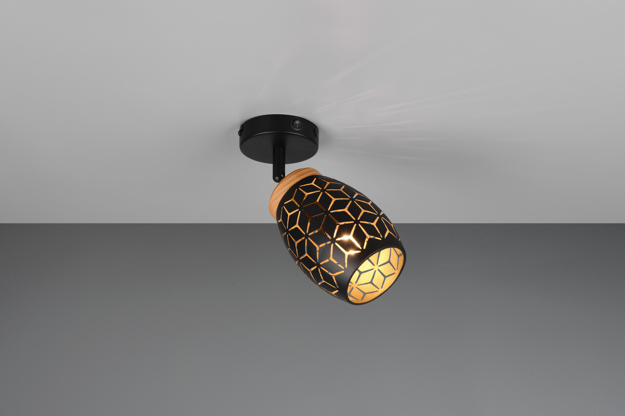 Aplica de perete Bidar, RL, 12x10 cm, 10W, 1x E14, metal, negru/natur - 1 | YEO