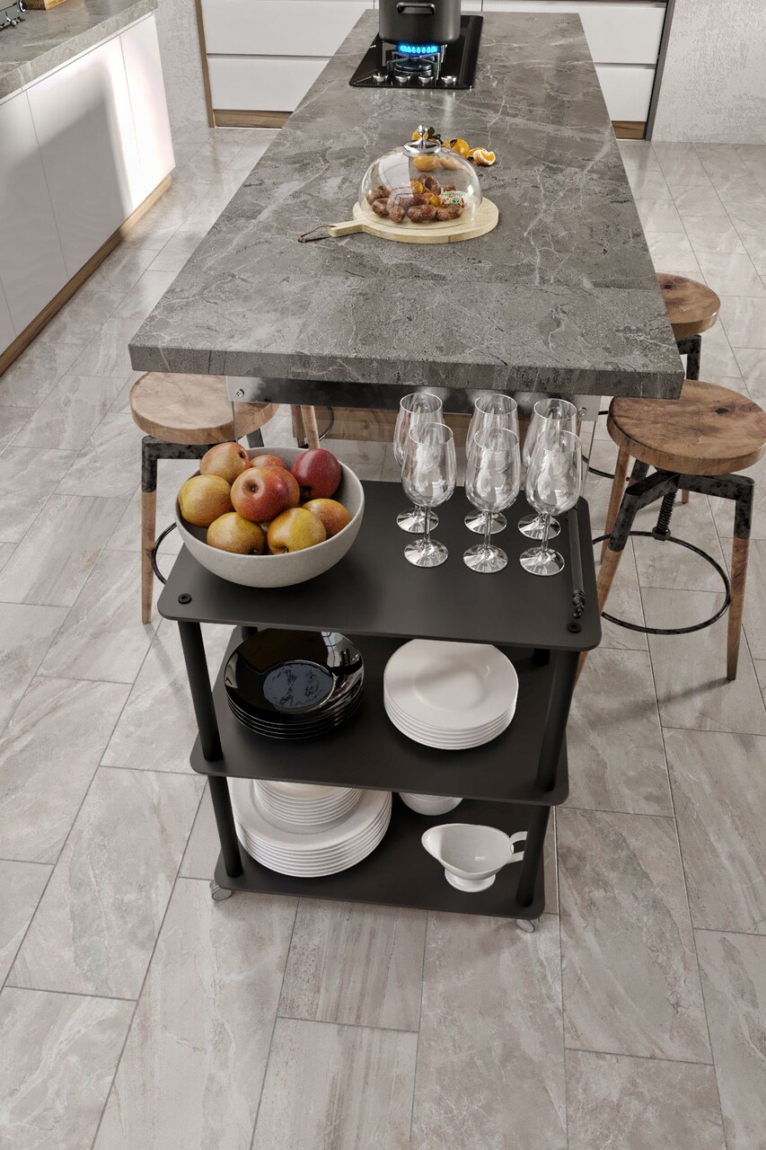 Carucior pentru servire, Hanah Home, Servant, 35x60x74 cm, MDF , Negru - imagine 2