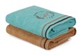 Set 2 prosoape de maini 408,  Beverly Hills Polo Club, 50x90 cm, bumbac, caramel/petrol/albastru