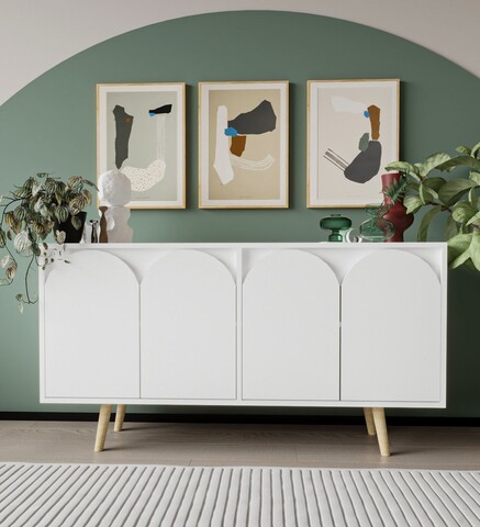 Consola, Hanah Home, Venezia 150, 150x80x45 cm, PAL, Alb