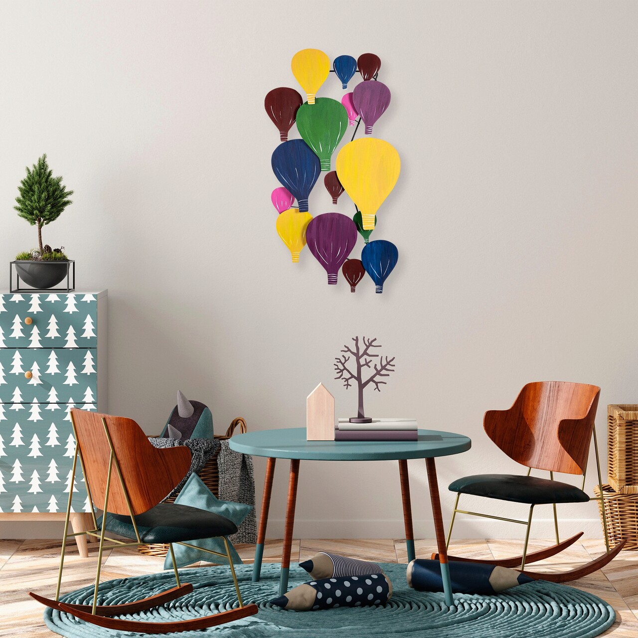Decoratiune de perete, Kapadokya, Metal, Dimensiune: 53 x 100 x 7 cm, Multicolor - 2 | YEO