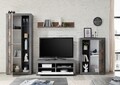 Mobilier pentru living, Fulda, 1 x polita, 1 x comoda, 2 x dulap, PAL, maro/antracit