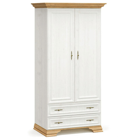 Dulap pentru haine Jaden, Pakoworld, cu 2 usi, 101x62x197.5 cm, PAL melaminat, alb vintage/auriu maro