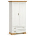 Dulap pentru haine Jaden, Pakoworld, cu 2 usi, 101x62x197.5 cm, PAL melaminat, alb vintage/auriu maro