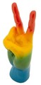 Figurina /sculptura decorativa Rainbow Hand Victory , Mauro Ferretti, 16x13x36 cm, polirasina, multicolor