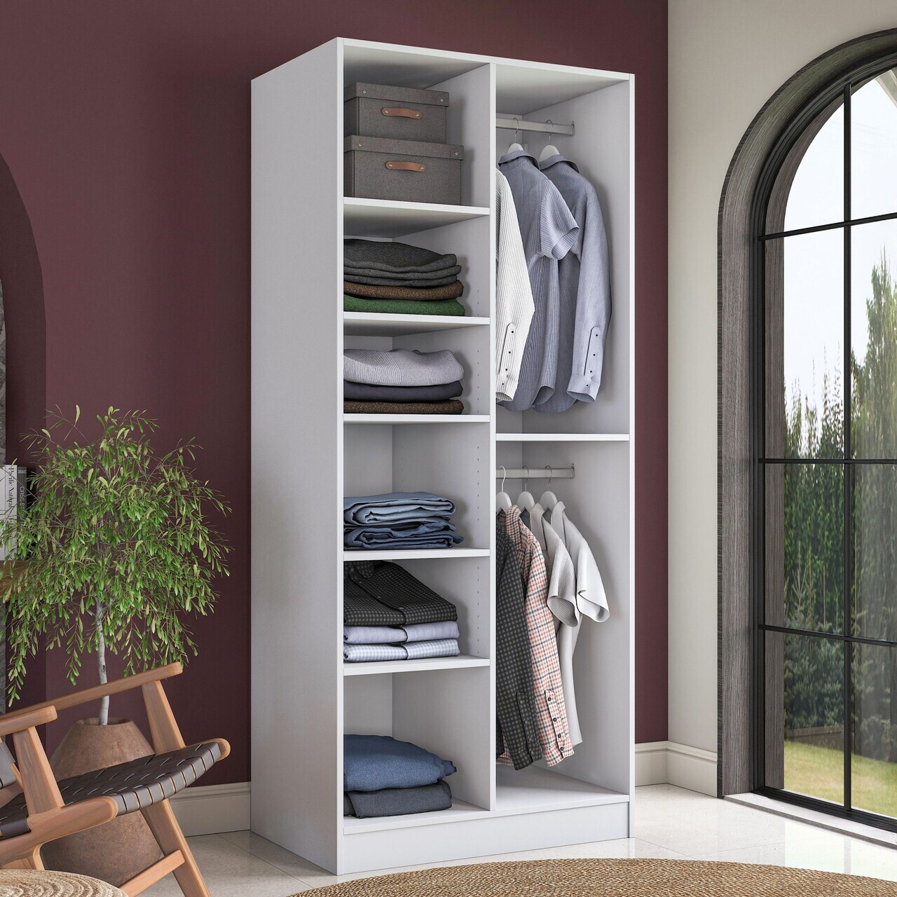 Dulap pentru haine, Hanah Home, BA221, 90x210x57.5 cm, PAL melaminat, Alb - view 5