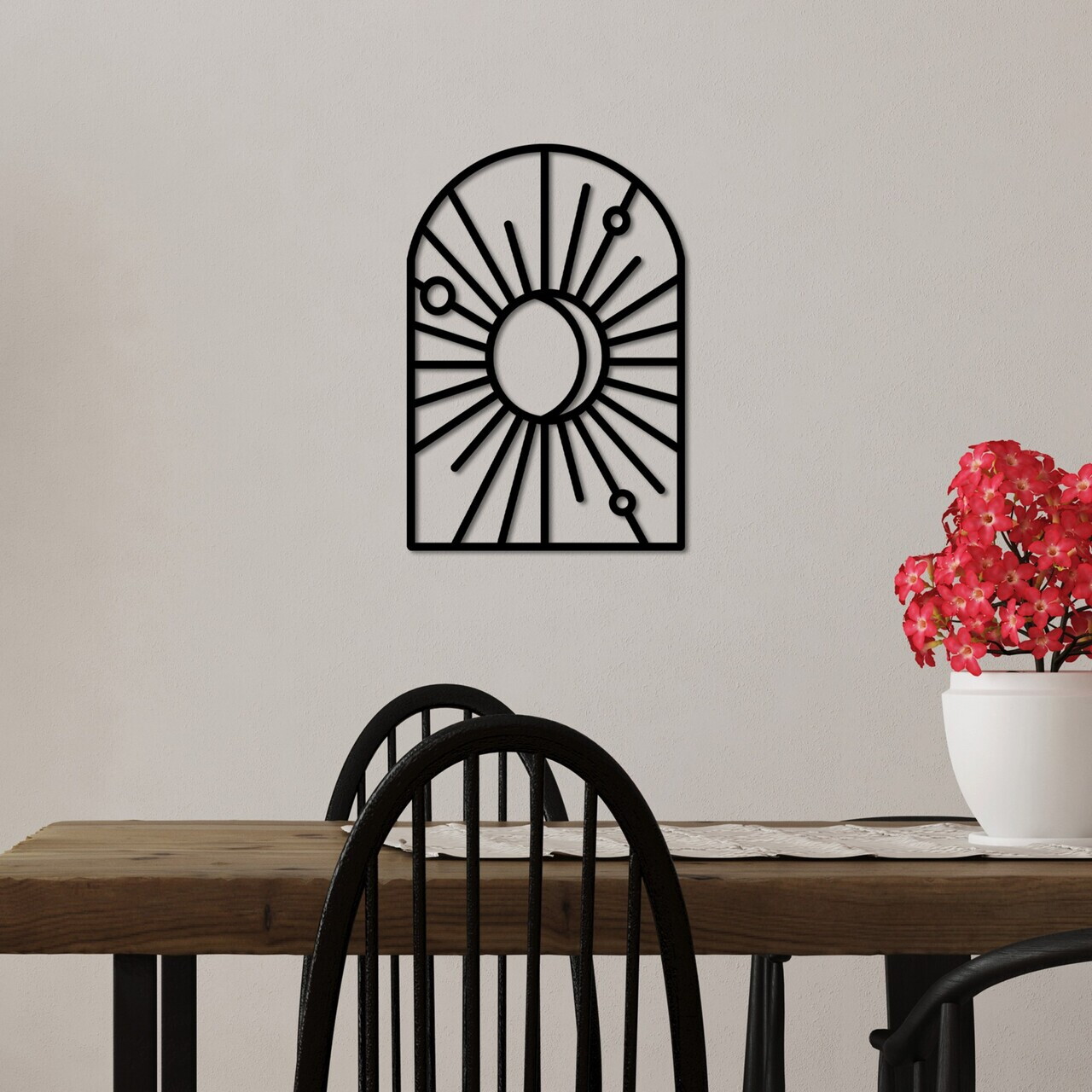 Decoratiune de perete, Window And Crescent, Dimensiune: 50 x 34 cm, Negru — imaginea 2
