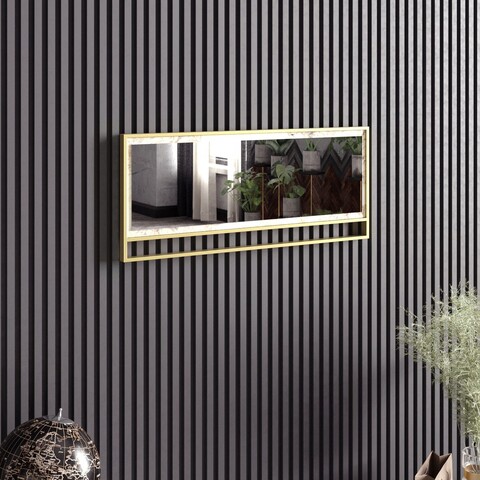 Oglinda decorativa, zena home, polka, pal, aur/alb