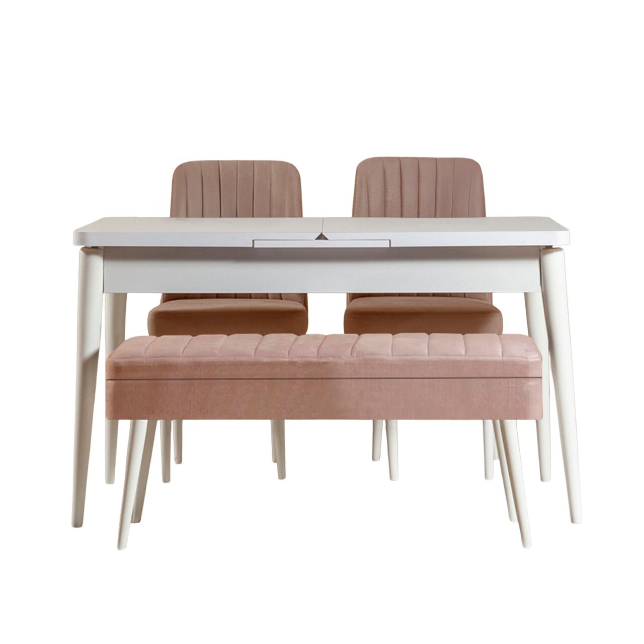 Set masa extensibila si scaune, Hanah Home, Vina 0900, Alb / Piatra - imagine 3