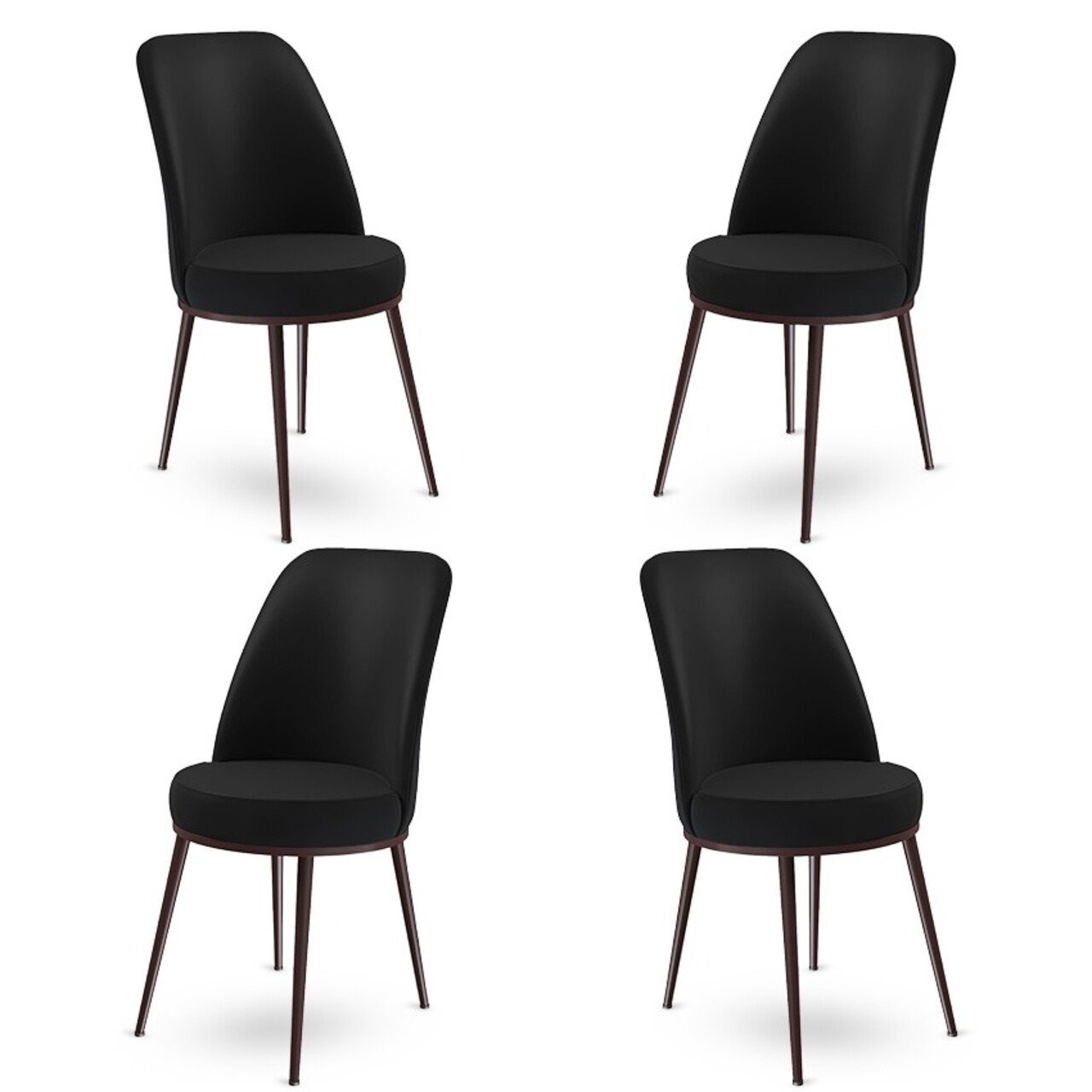Set de scaune, Charlotte, Dexa, Metal, Negru/Maro