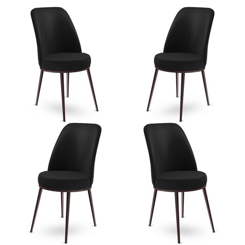 Set de scaune, Charlotte, Dexa, Metal, Negru/Maro