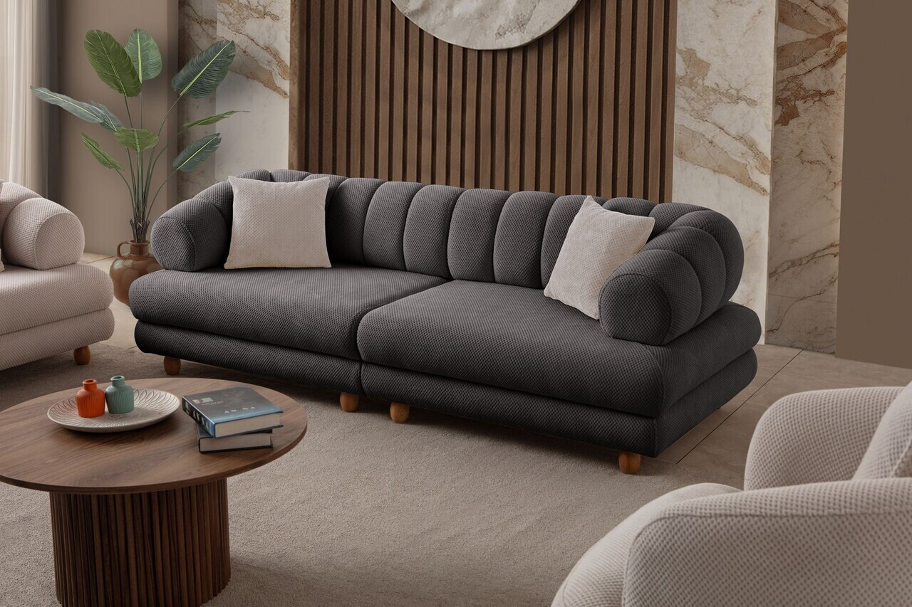 Canapea 3 locuri, Atelier del Sofa, 752EST1155, Lemn de carpen/PAL melaminat, Antracit