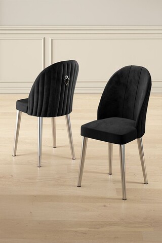 Set scaune 2 piese, Charlotte, Mara, Negru / Crom