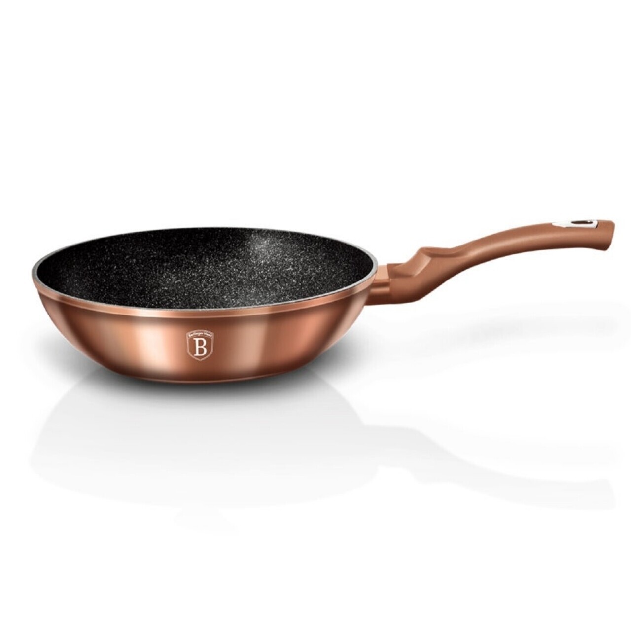 Tigaie wok berlinger haus, 28 cm, aluminiu forjat si marmura, rose gold