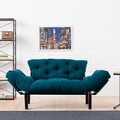 Canapea extensibila 2 locuri PWF-0018, Pakoworld, 155x73x85 cm, metal/textil, albastru petrol