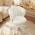 Scaun de birou Petal, Songmics, 64x64x79-89 cm, teddy fleece, crem