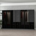Dulap pentru haine, Minerva, Kale, 315x210x52 cm, PAL, Antracit / Negru