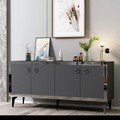 Consola, Olivia, Ponny, 150x40x79 cm, PAL , Antracit / Argintiu