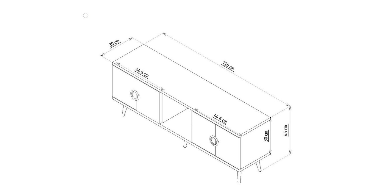 Comoda TV, Odessa, Cey, 120x30x45 cm, PAL, Maro