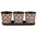 Set 3 ghivece cu tavita Tulip, Creaciones Meng, 10x10, metal galvanizat