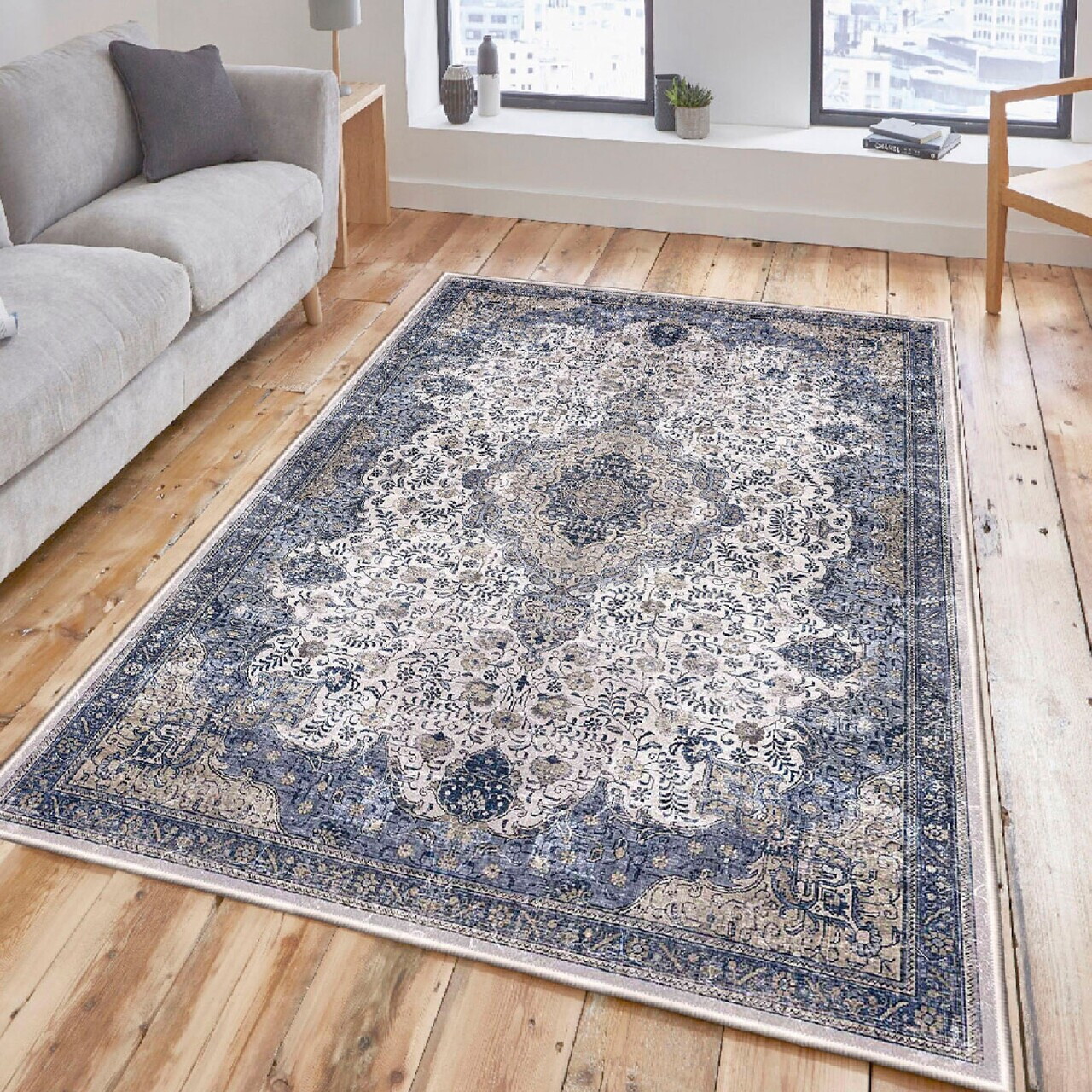 Covor Woosonıl066 120x180 cm Bumbac Crem / Gri / Bej