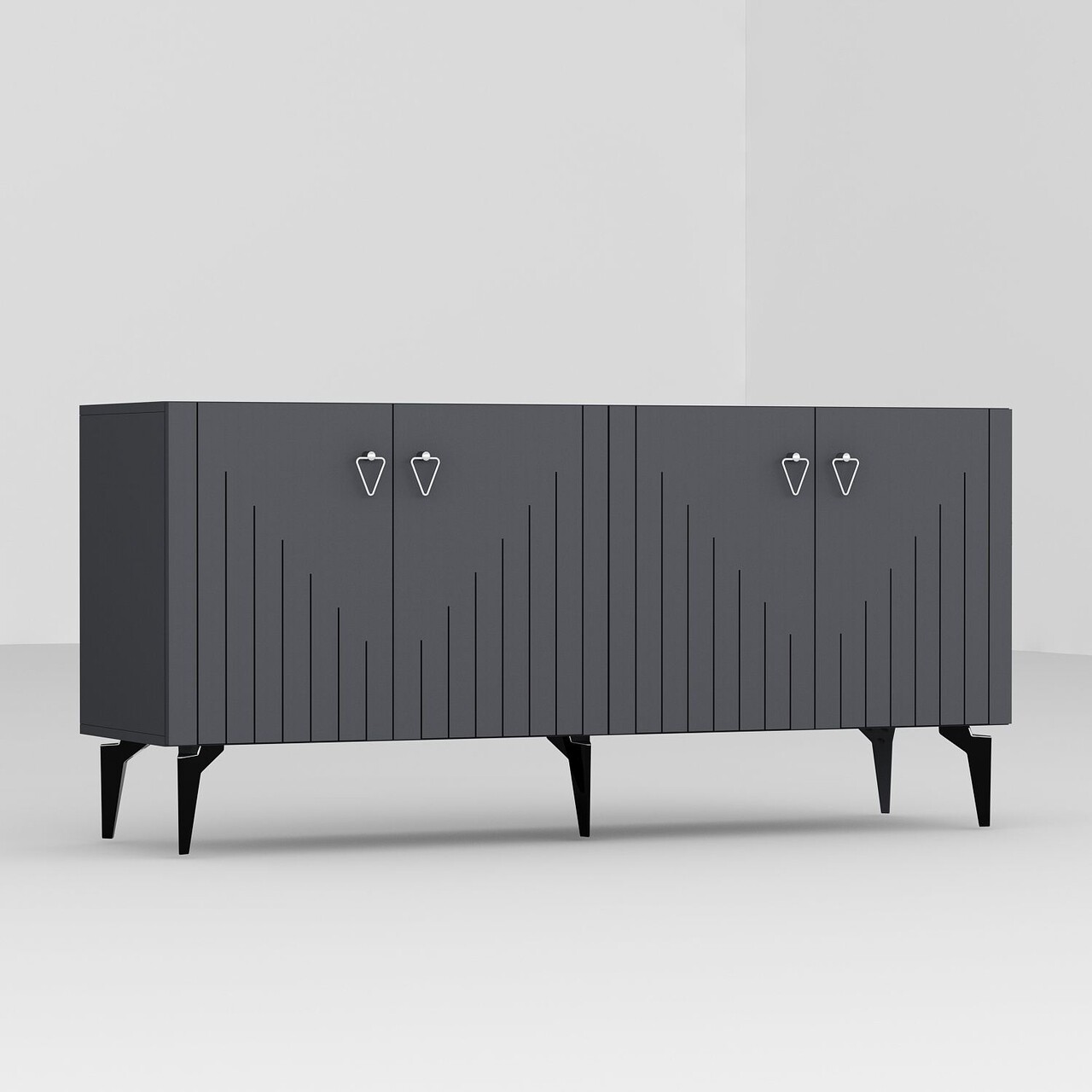 Consola, Hanah Home, Meda, 150x79x40 cm, PAL , Antracit / Argintiu - view 5