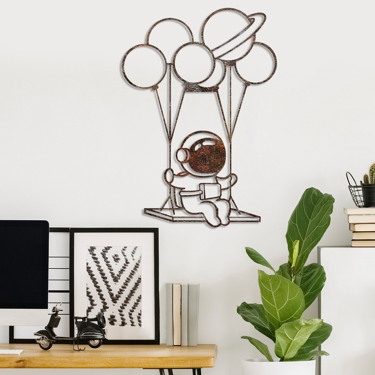 Decoratiune de perete, Rusty Astro 1, Dimensiune: 70 x 44 cm, Maro antichizat - view 2