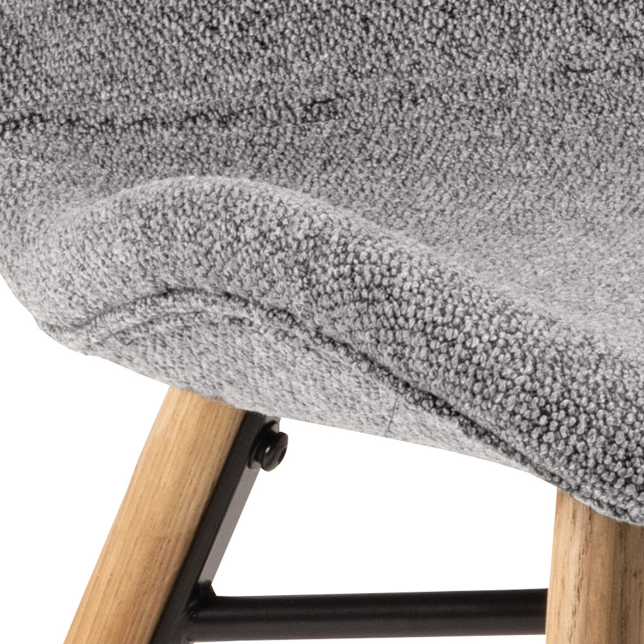 Scaun Batilda -A1, Actona, 47x53x82.5 cm, tesatura Boucle/lemn de stejar, gri - view 2