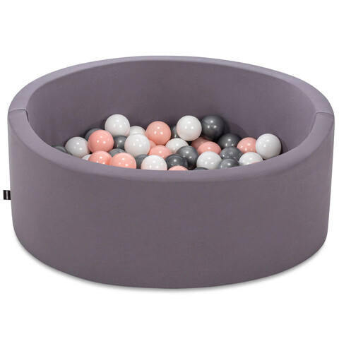 Piscina cu bile, bubble pops v12, 150 bile, Ø85 x 30 cm, bumbac/plastic, gri