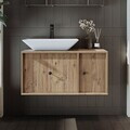 Dulap de baie cu chiuvetă, Hanah Home, 2541, MDF, Maro