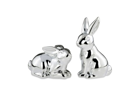 Set 2 decoratiuni Rabbit, Hermann Bauer, portelan, argintiu Hermann Bauer jun.
