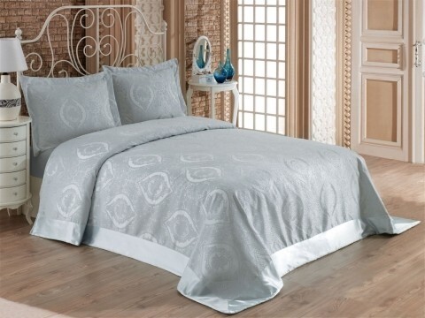 Set cuvertura de pat dubla, 3 piese, 60% bumbac si 40% poliester, Nazenin Home, Rose Mint