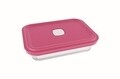 Cutie alimentara cu capac ermetic dreptunghiulara, Marinex, 750 ml, plastic (PP)/sticla termorezistenta, roz