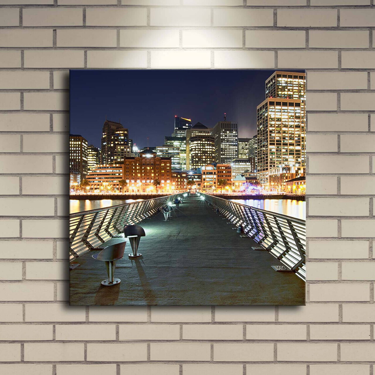 Tablou decorativ cu lumina LED, 4040İACT-14, PÂNZĂ DIN PIELE ÎNTOARSĂ, Dimensiune: 40 x 40 cm, Multicolor — imaginea 2