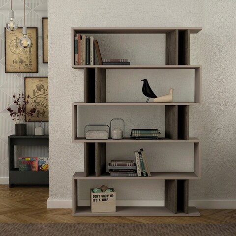 Corp biblioteca, decortie, partiro, 110x161x25.5 cm, mocha deschis / maro închis