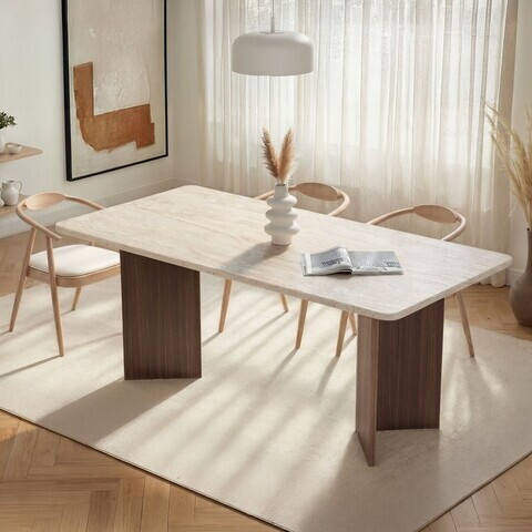 Masa, Nordure, Linza, 180x75x90 cm, PAL, Travertin / Nuc Milano