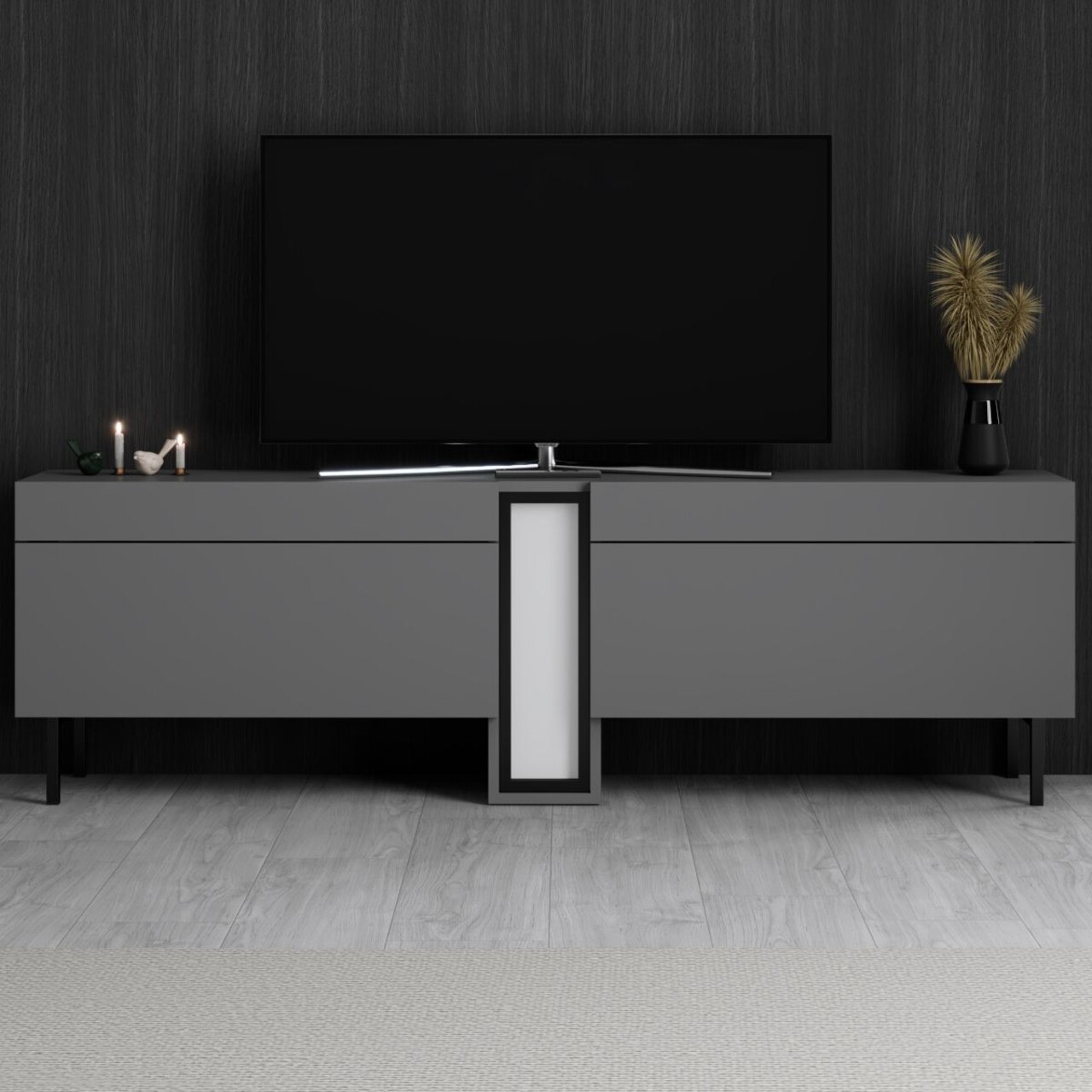 Comoda TV, Hanah Home, Nova, 180x55x32 cm, Antracit - view 2