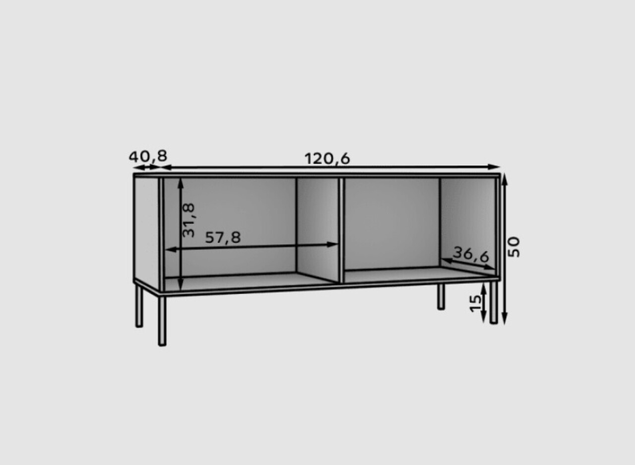 Comoda TV ADRK, Tili 2D, 120.6x40.8x50 cm, PAL laminat, verde eucalipt — imaginea 8