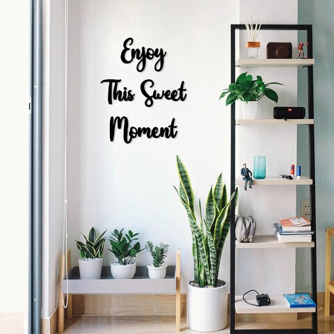 Decoratiune de perete, enjoy this sweet moment, mdf, enjoy: 29 x 22 cm, negru