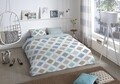 Lenjerie de pat pentru doua persoane, Good Morning Nieck, 100% bumbac, 3 piese, gri/bleu