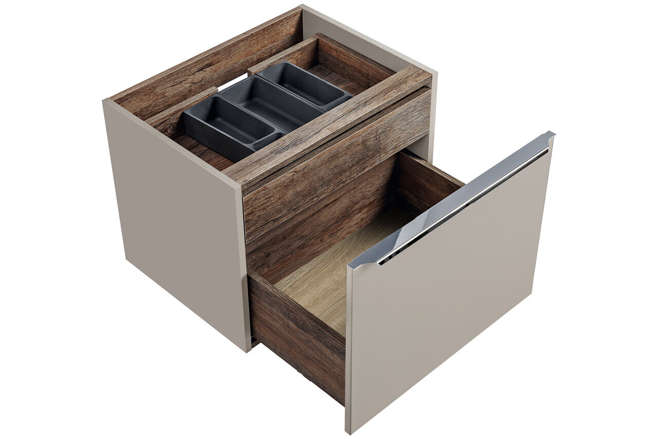 Set mobilier baie, dulap dublu si 2 lavoare, 120 cm, Santa Fe Taupe, Comad, MDF/PAL laminat, gri/stejar santa fe vintage — imaginea 15