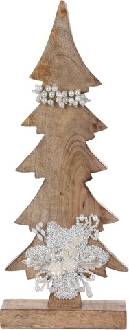 Poza Decoratiune Xmas Tree w pearls , 17x5.8x43 cm, lemn de mango, alb/bej