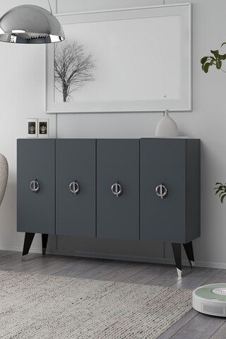 Consola, Hanah Home, 8185KM-32, 120x80x29.6 cm, PAL , Antracit / Argintiu