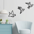 Decoratiune de perete, Origami, metal, 100 x 31 cm, negru