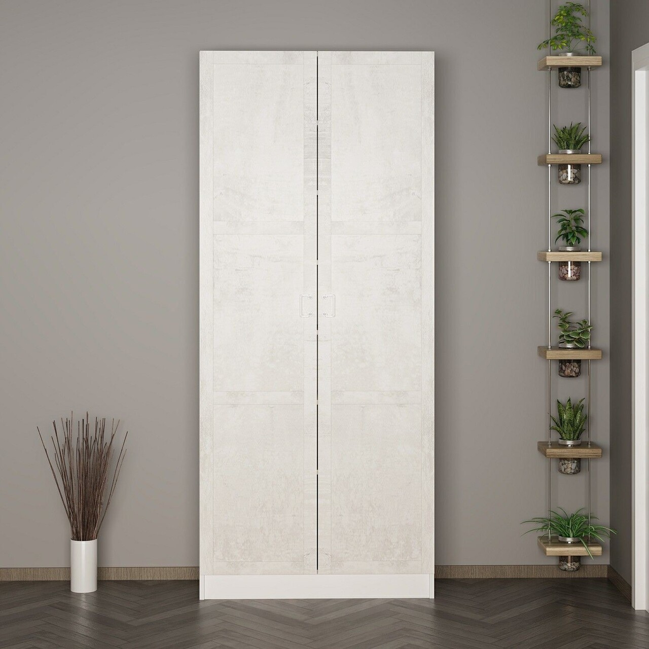 Cuier de perete, Minerva, Noah, 90x210x35 cm, PAL, Alb - 1 | YEO