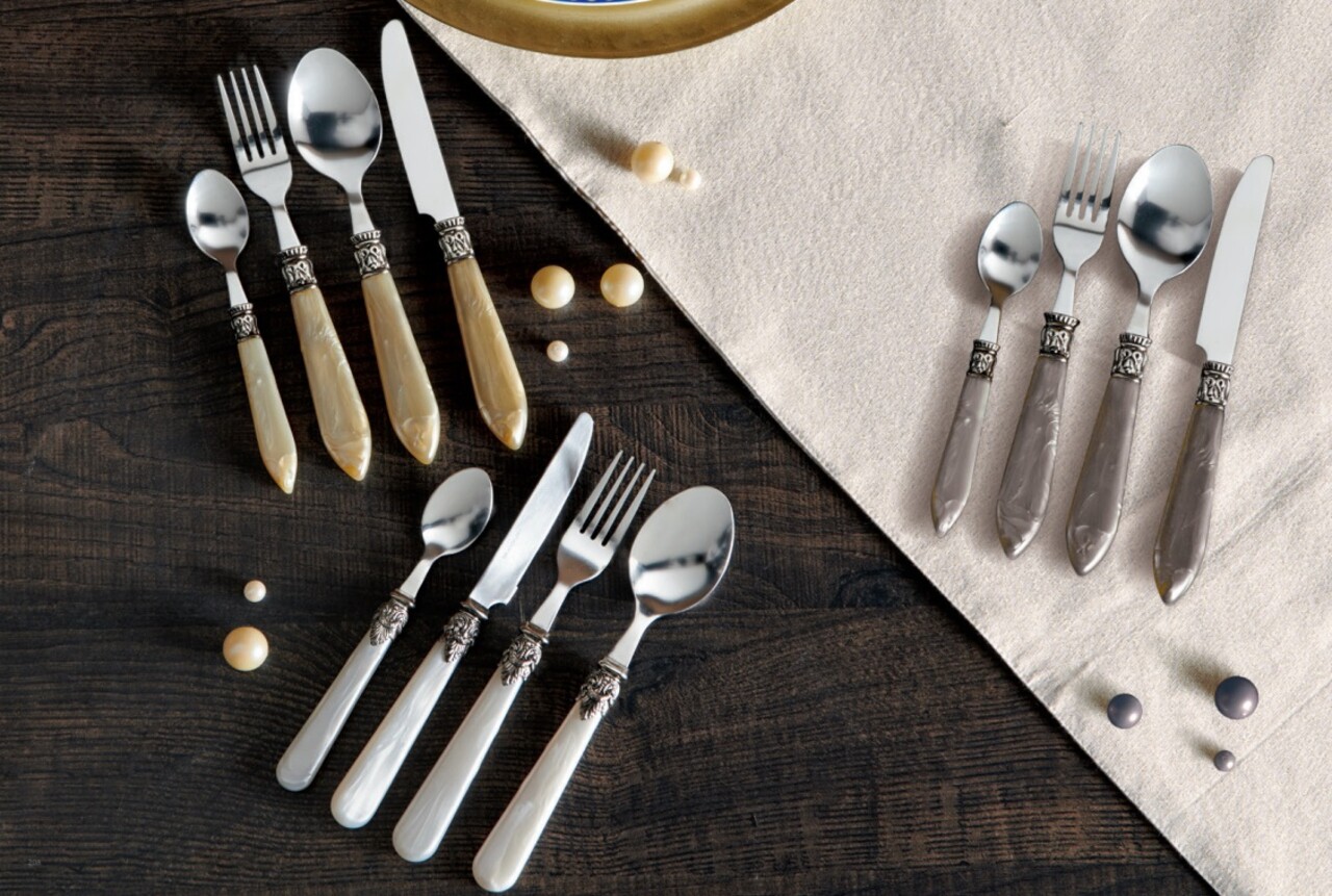 Set tacamuri 16 piese, Mother Of Pearl, Brandani, inox, perla